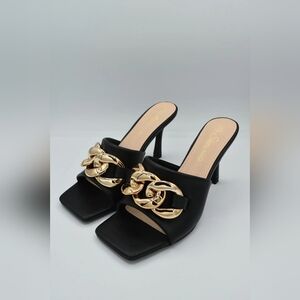 Black and Gold Women's Heels